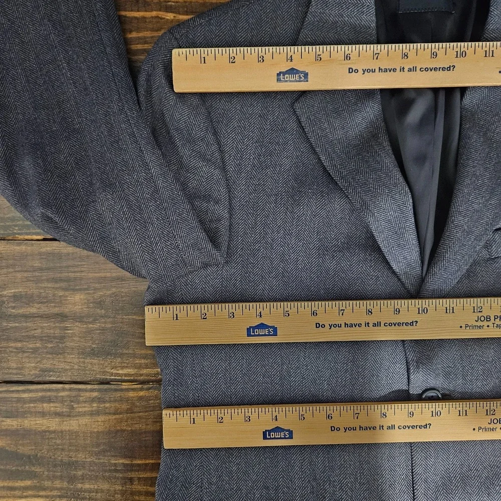 Nautica Men's Sport Coat Blazer Two Button Tweed Herringbone Gray Blue Lamb 40S